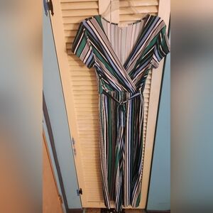 Striped Green and Black Jumpsuit